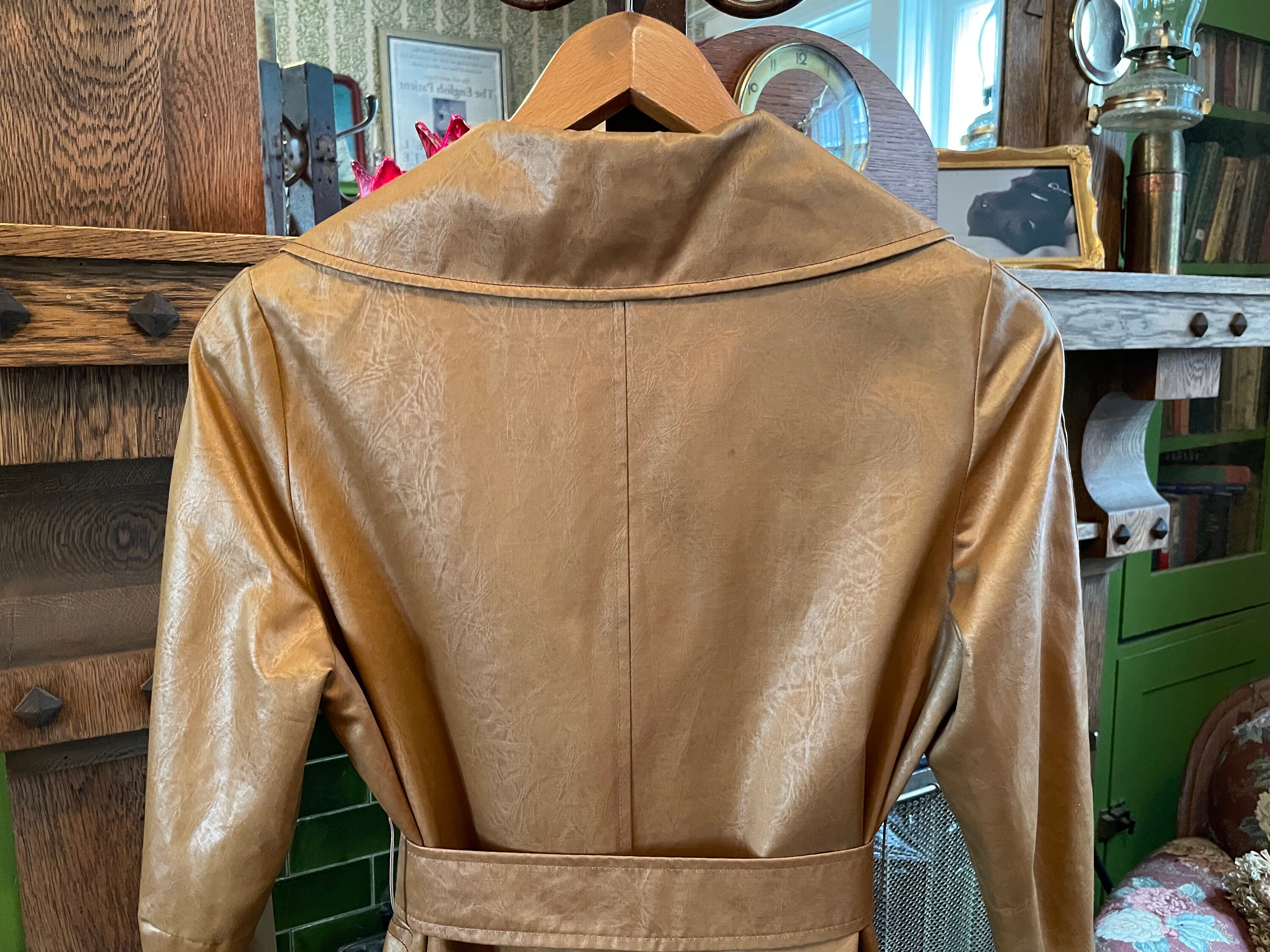 Vintage Coated Nylon Trench Coat, Raincoat (B378), Unique