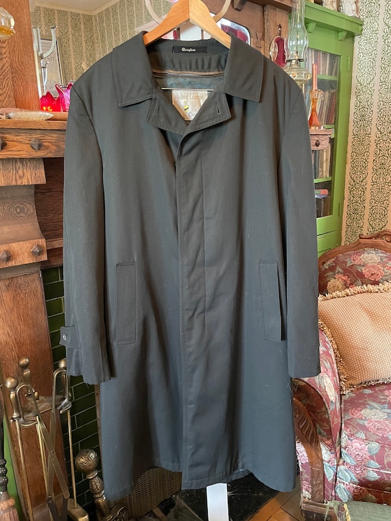 Vintage dark green raincoat, overcoat (B318) with rem… - Gem