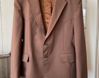 Vintage brown sport coat, medium brown blazer (C330), Levi's brown sport coat, blazer, Levi's brown jacket, western style jacket