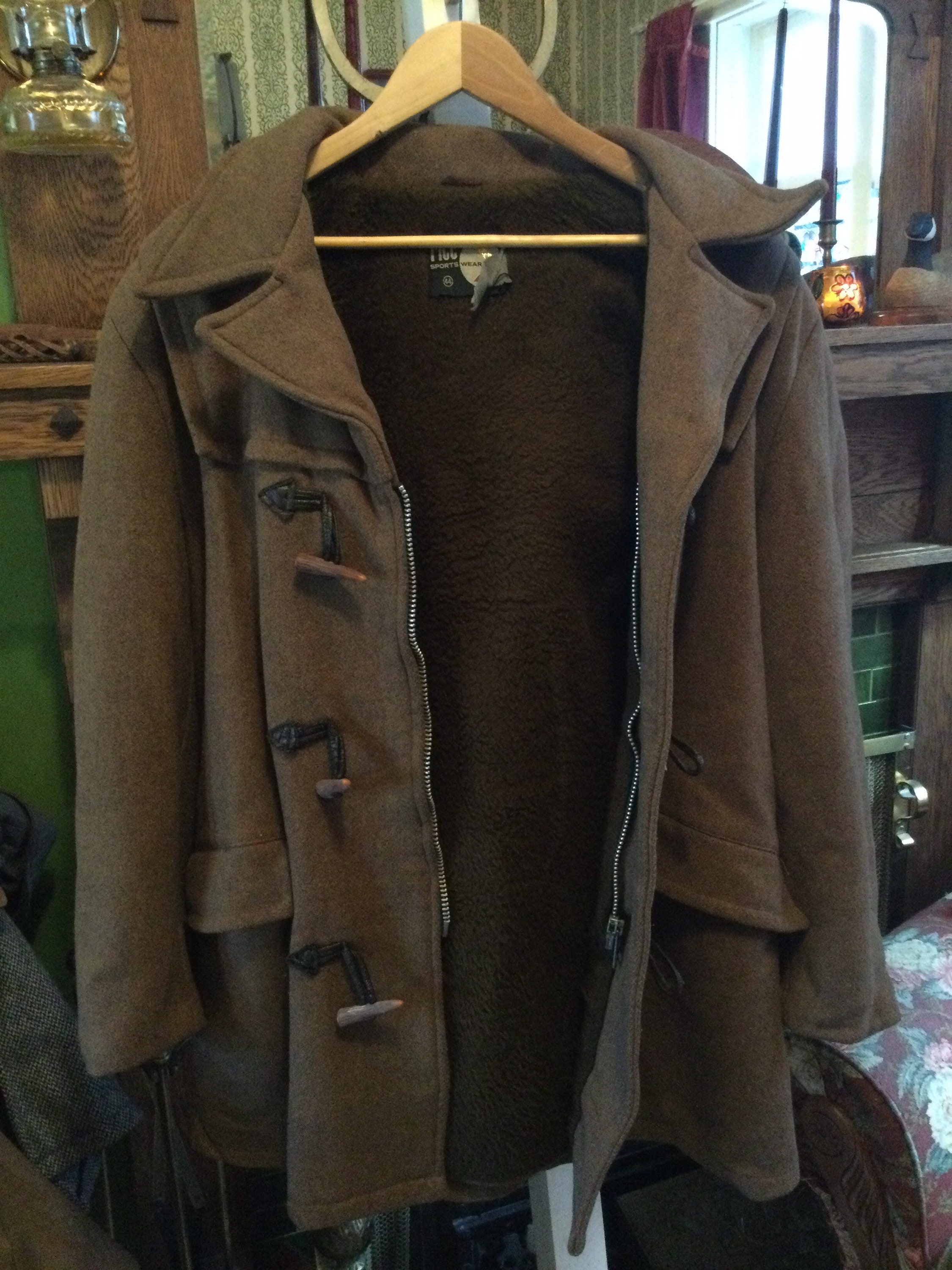 Vintage Brown Wool Blend Duffle Coat B017, Overcoat With Faux Fur ...