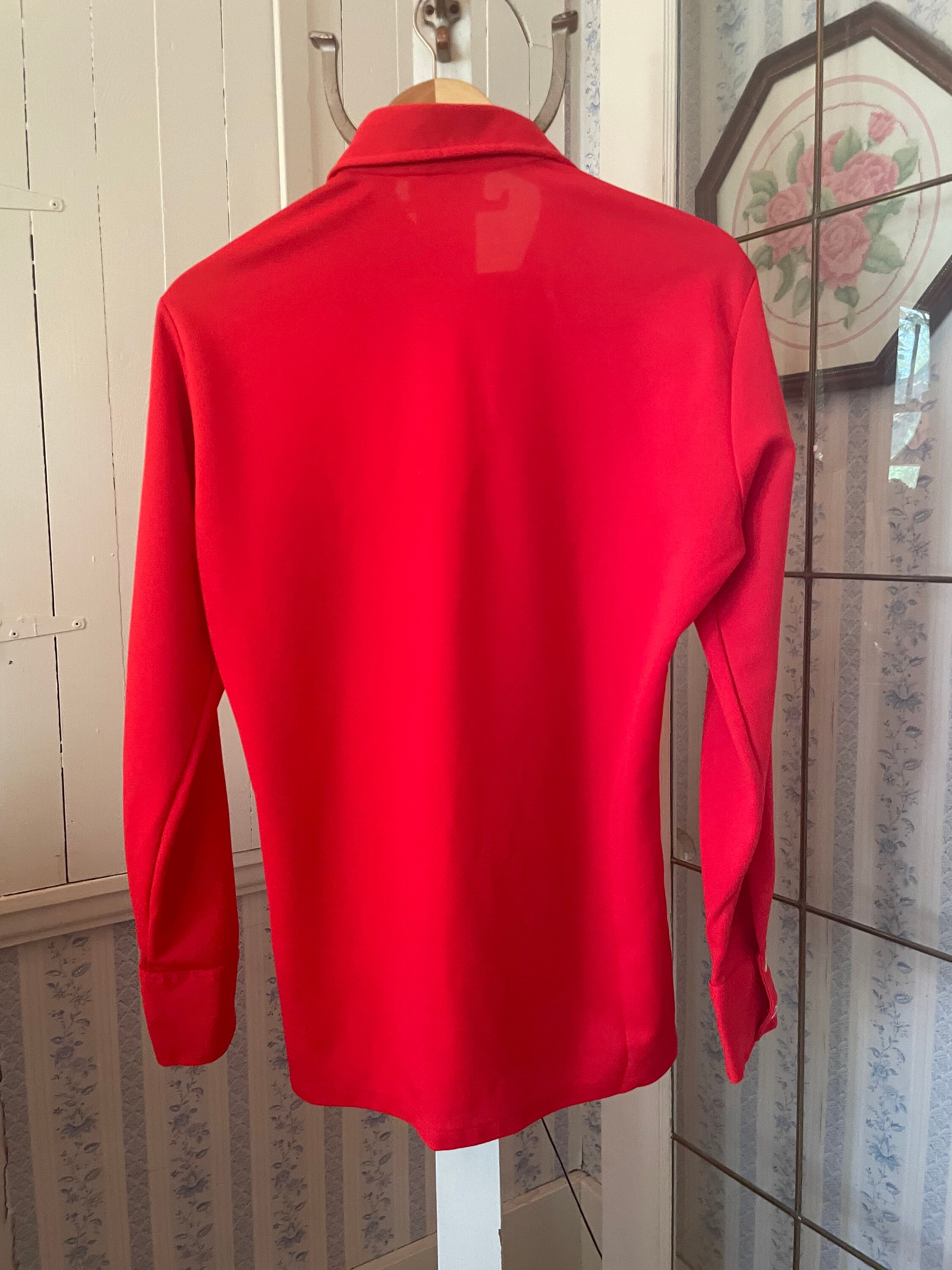 Vintage Red Shirt, Red Button Down Shirt, Top (C108), Red