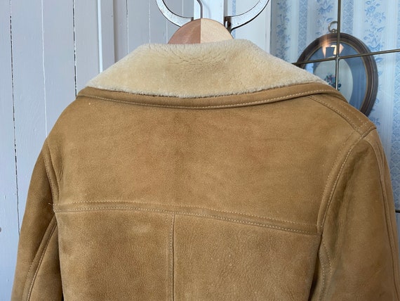 Vintage tan beige sheepskin jacket, coat (B178) w… - image 5