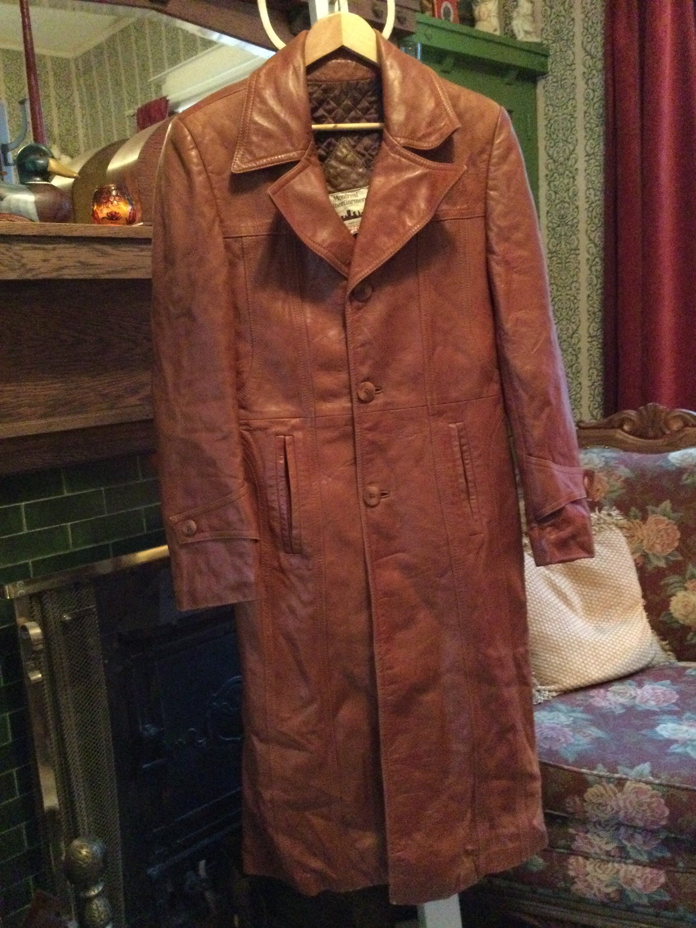 ジャケット・アウター homeless tailor long coat brown Vintage Rust Brown Leather Coat (B024), Jacket With Lining
