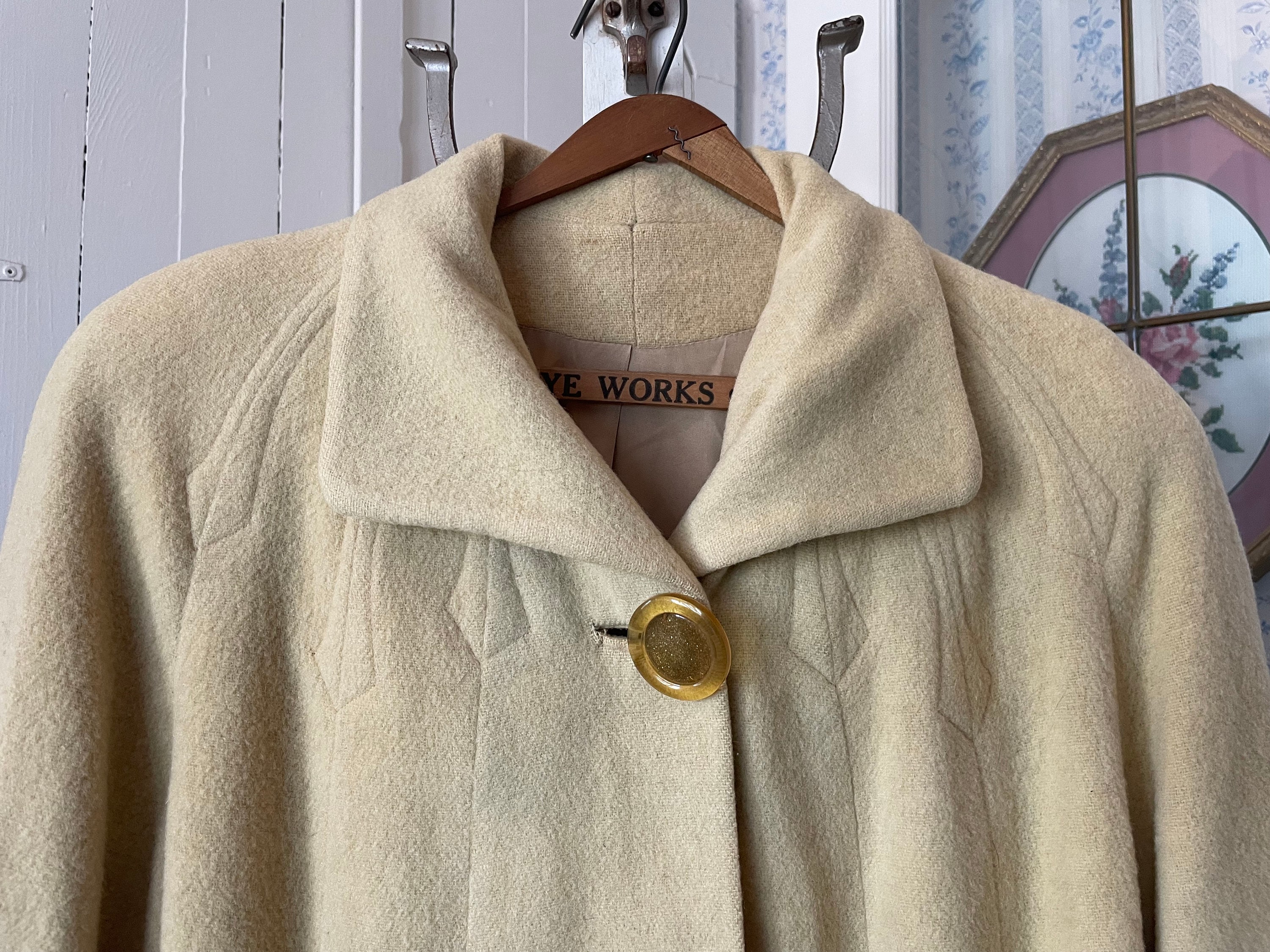 Vintage Yellow Jacket, Yellow Wool Jacket (B744), Light Yellow