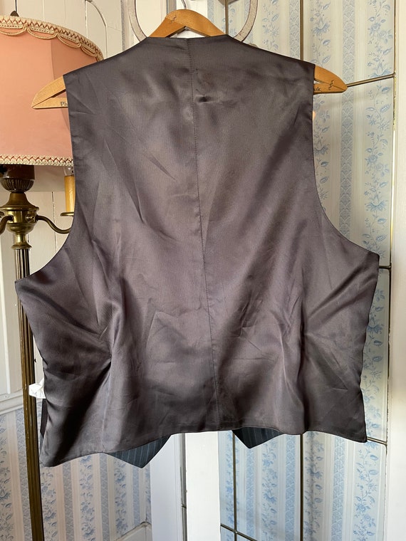 Vintage grey vest, grey pinstriped waistcoat (B91… - image 8