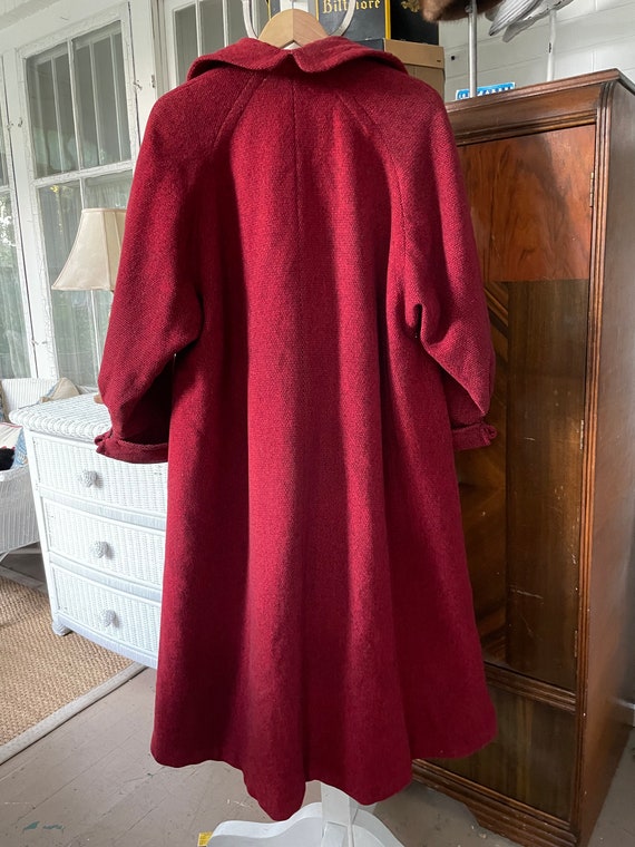 Vintage long coat, red coat (B526), wool and moha… - image 8