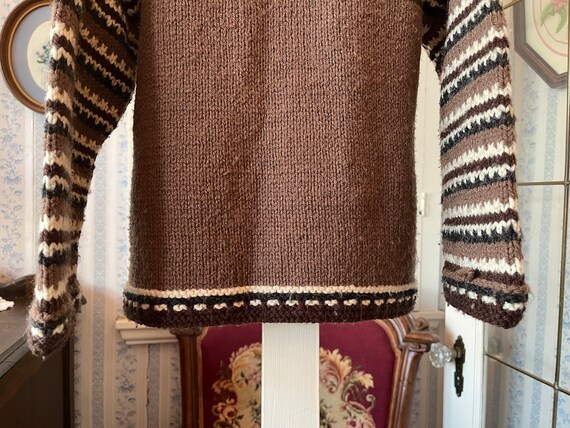 Vintage kids' beige and brown sweater, handmade p… - image 8