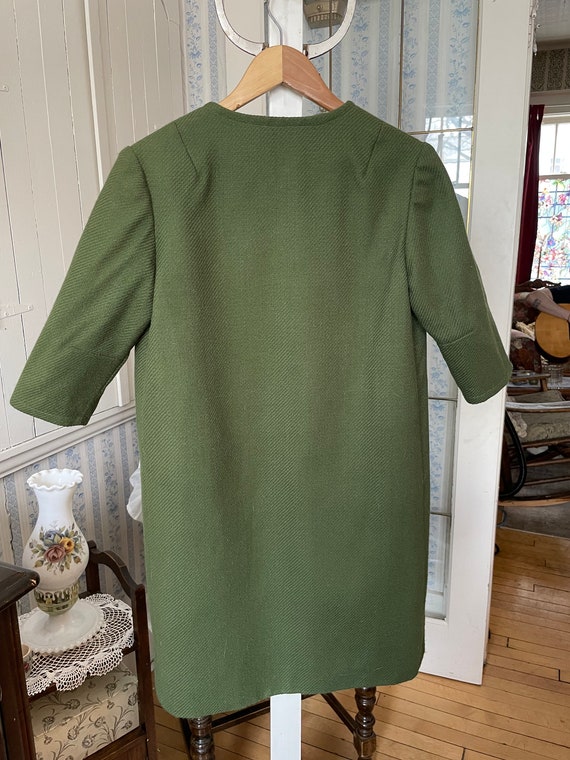 Vintage moss green wool open jacket, coat (B242),… - image 5