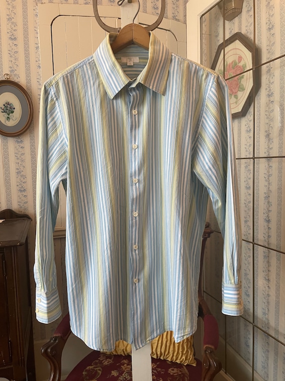 Vintage Blue Striped Shirt, Light Blue and Green Dress Shirt (C372), Blue White Green Striped Button Down Shirt, Top, Striped Dress Shirt - Etsy Vintage Blue Striped Shirt, Light Blue and Green Dress Shirt (C372), Blue White Green Striped Button Down Shirt, Top, Striped Dress Shirt - Etsy