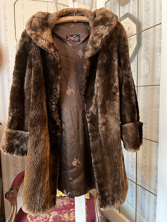 Vintage brown fur coat, long brown coat (C580), d… - image 8