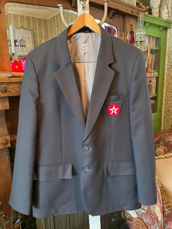 Vintage men's blue grey polyester sport coat, jack