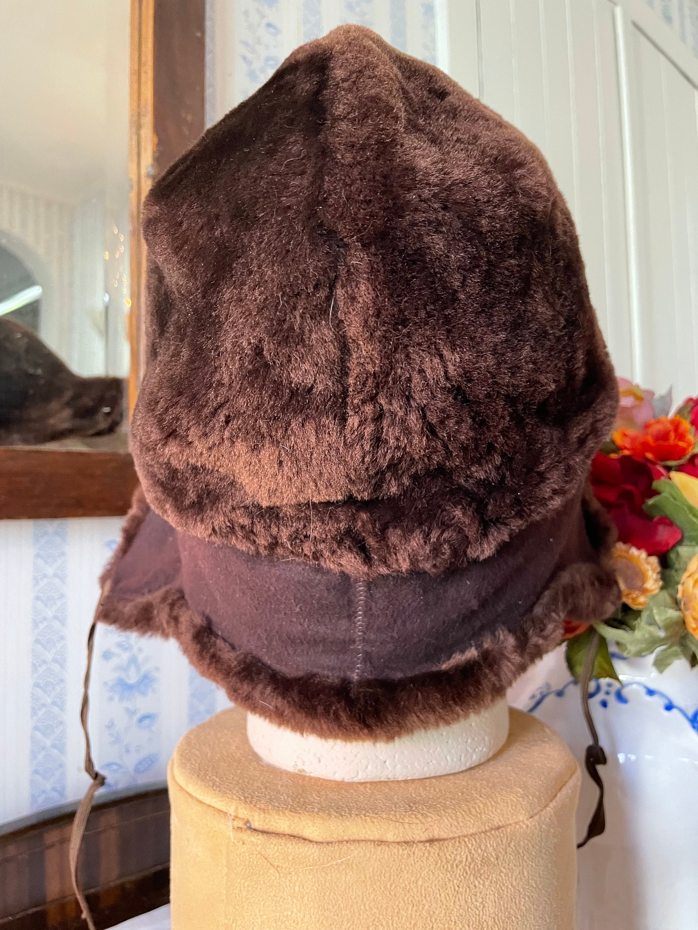 帽子 vintage furhat Vintage Faux Fur Hat Alpine - Unisex Brown and Black Fedora