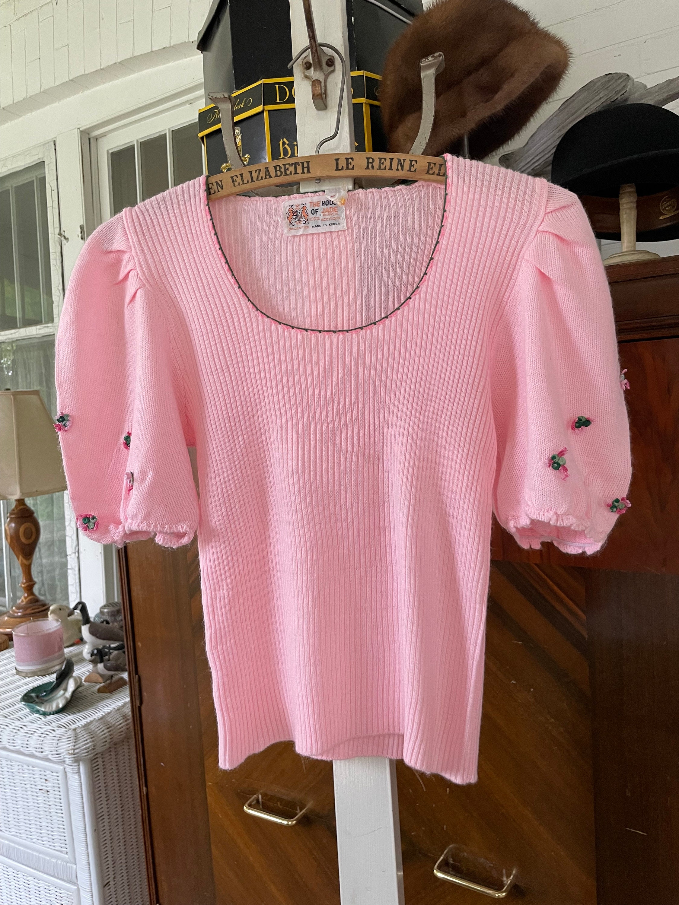 Pink puff sales sleeve sweater