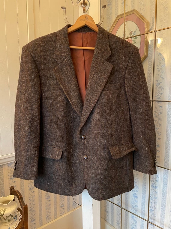 Vintage Tweed Blazer Jacket Brown Sport Coat B717 Harris 