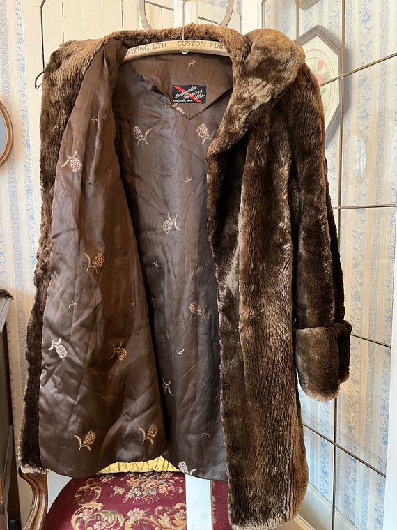 Vintage brown fur coat, long brown coat (C580), d… - image 9