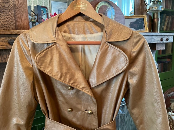 Vintage Coated Nylon Trench Coat, Raincoat (B378), Unique