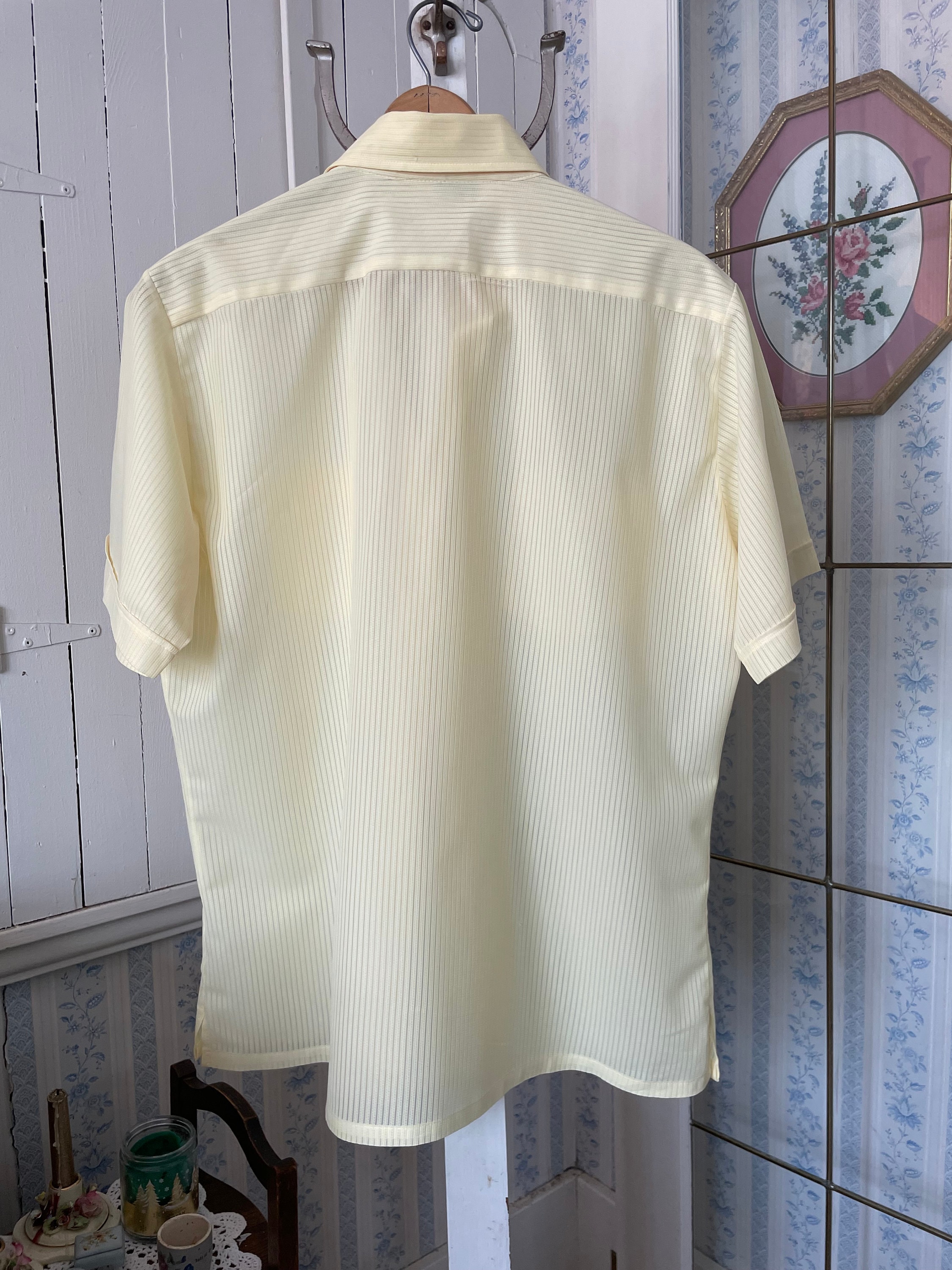 Vintage Yellow Shirt, Button Down Shirt (B858), Kingsport