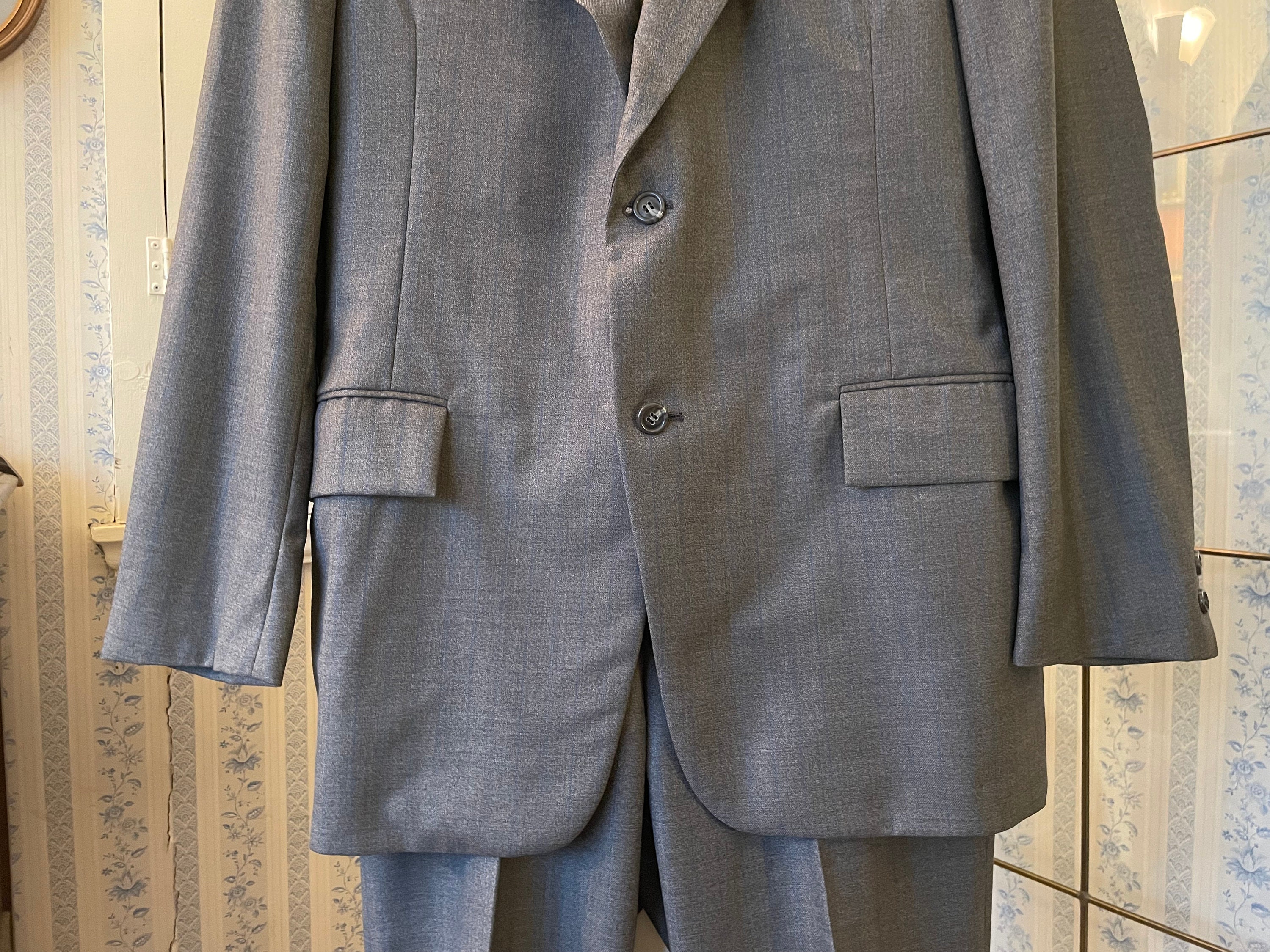スーツ 90s 00s vintage wool double set up grey スーツ 90s 00s vintage wool double set up grey 90s 00s