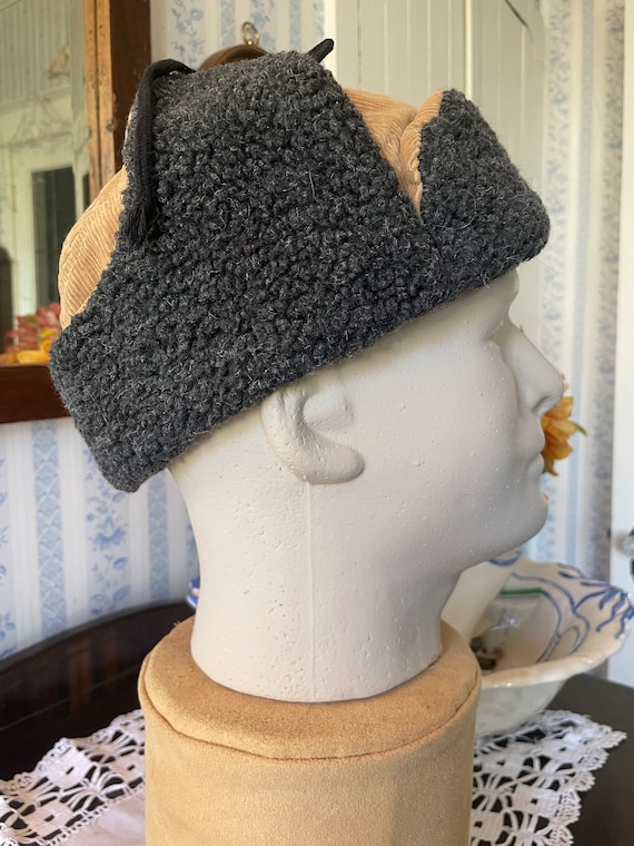 Vintage Trapper Hat, Beige Trapper Hat, Cap B652, Beige Cotton Corduroy Trapper Hat, Outdoor Hat, Cap With Grey Faux Fur Trim - Etsy Vintage Trapper Hat, Beige Trapper Hat, Cap B652, Beige Cotton Corduroy Trapper Hat, Outdoor Hat, Cap With Grey Faux Fur Trim - Etsy