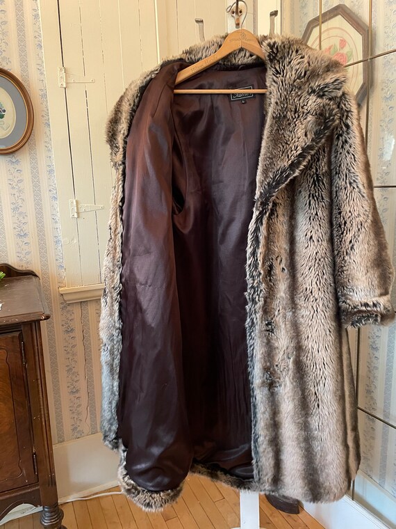 Vintage brown coat, brown faux fur overcoat (C178… - image 10