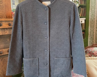 Vintage grey textured wool blend jacket, blazer (B406) with shoulder pads
