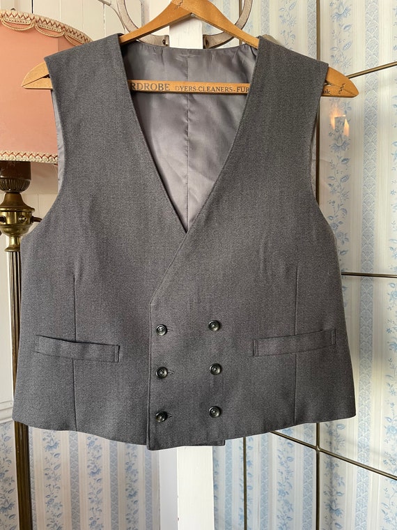 Vintage Grey Vest Double Breasted Waistcoat B926 Charcoal Grey Wool Blend Vest Double Breasted Vest Waistcoat Etsy Canada
