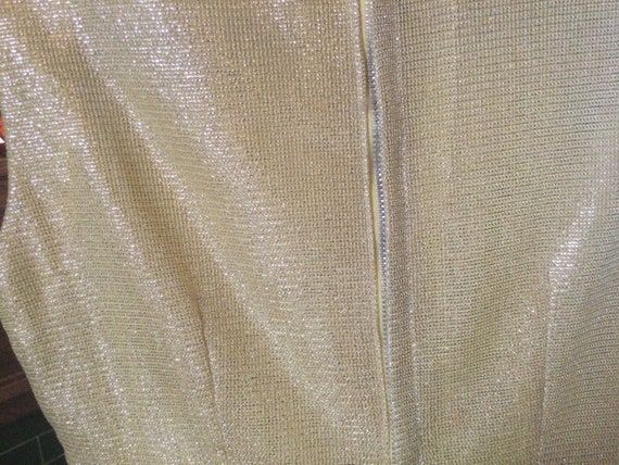 Shimmery vintage pale yellow full length dress, g… - image 8