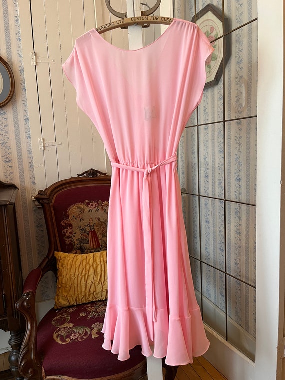 Vintage pink dress, pink sleeveless midi dress (C… - image 1