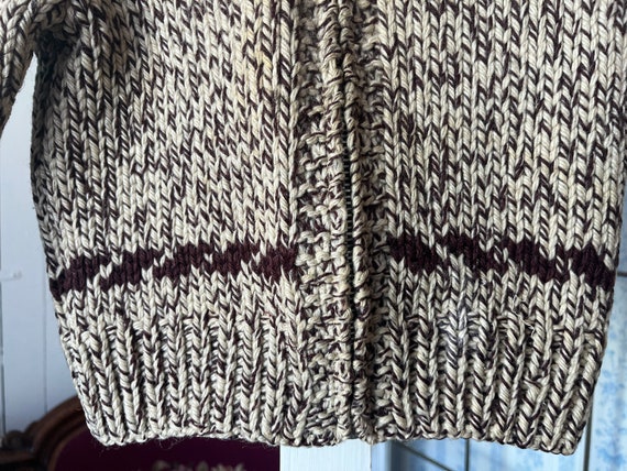 Vintage kids' handmade wool sweater, brown Cowich… - image 4
