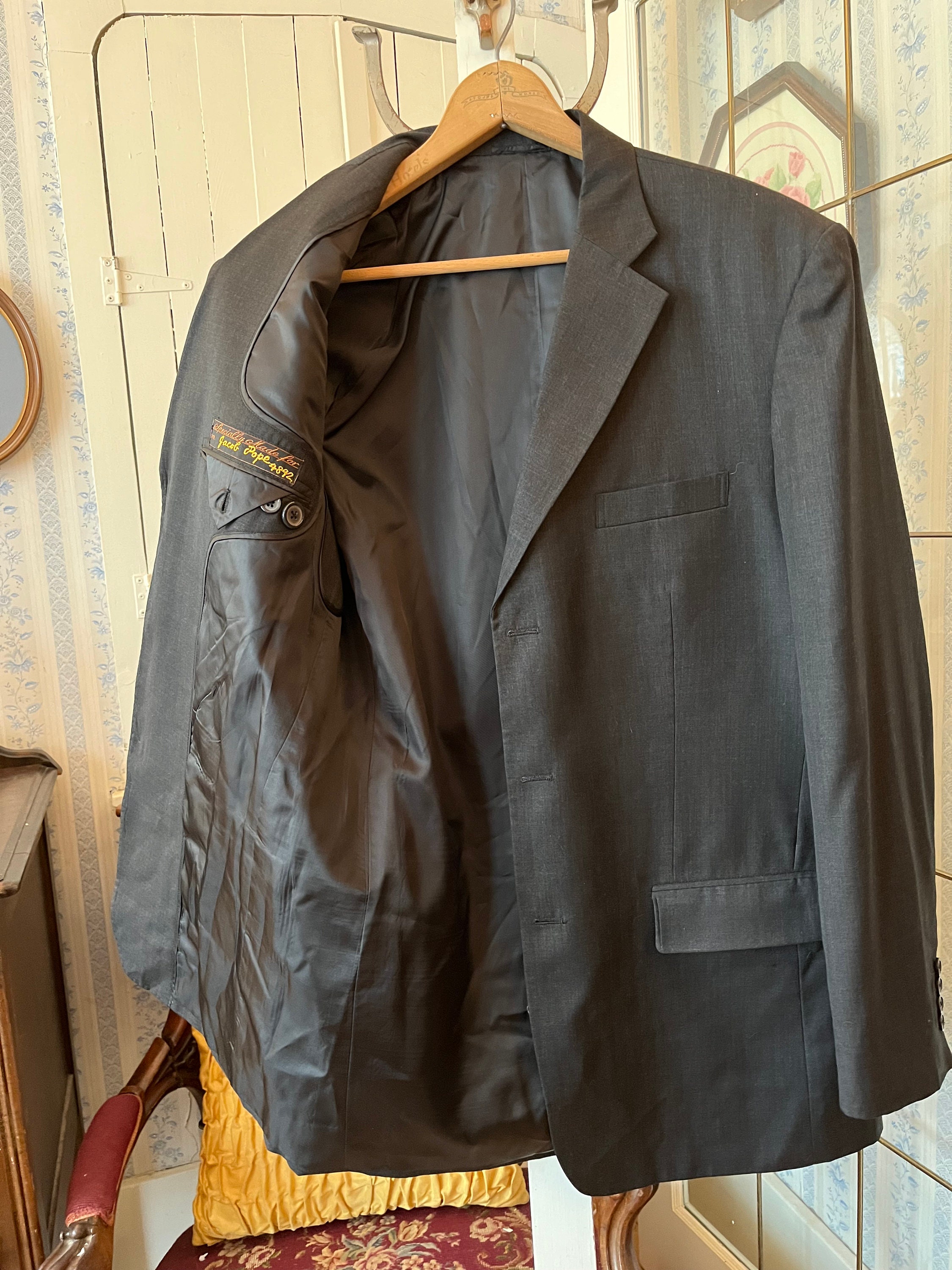 Vintage Black Sport Coat, Classic Black Blazer (C417), Black
