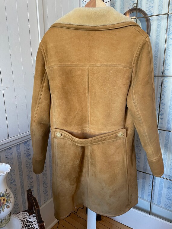 Vintage tan beige sheepskin jacket, coat (B178) w… - image 4