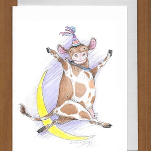 10) Cow Jumping Over Moon Birthday Card – May your wildest birthday wish come true!