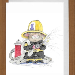 03) Firefighter with Hose Birthday Card – Just in case you need help blowing out all the candles!