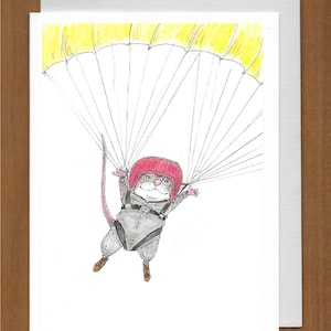 33) Parachuting Mouse Birthday Card – On your birthday the sky&#39;s the limit!