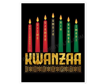 Kwanzaa Sticker featuring Kinara and Candles