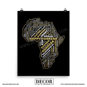 Kwanzaa Poster. Matte Paper Poster featuring Africa Word Art. Choose from 3 sizes.