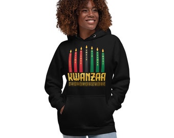 Kwanzaa Unisex Hoodie with Kinara, Candles & Seven Kwanzaa Principles
