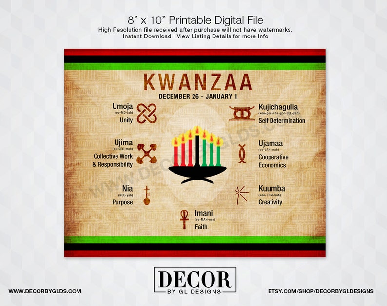 Kwanzaa Sign / Kwanzaa Decorations. Printable Red, Black & Green