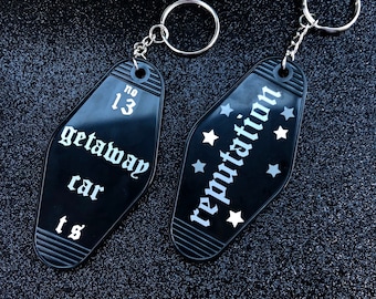 Getaway Car TS Reputation Black Retro Motel Keychain