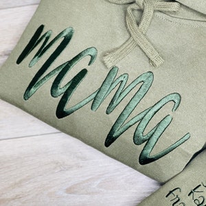 Embroidered MAMA Sweatshirt I  Custom Mama Hoodie I Mama Sweatshirt l Mama Embroidered Hoodie l Personalized with Children names on sleeve
