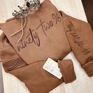 Embroidered Black Women Empowerment Hoodie: '92 Percent' Statement