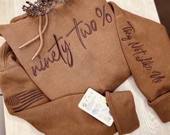 Embroidered Black Women Empowerment Hoodie: '92 Percent' Statement