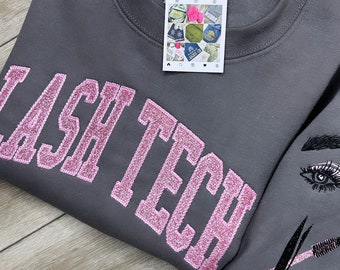 Lash Tech Embroidered Crewneck Sweatshirt: Glitter Lash Logo