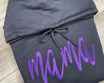MAMA Sweatshirt personalized with children or grandchildren names l Purple Customized Hoodie sweatshirt MAMA Embroidered Black Hoodie