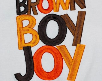 Embroidered Brown Boy Joy Shirt: African American Apparel