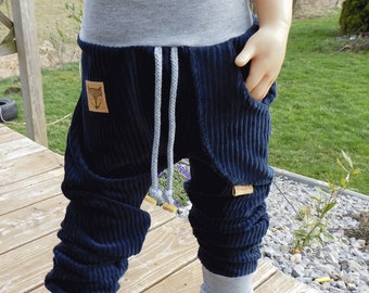 CORD Pumphose  marine Baggy Pants navy Bündchen hellgrau