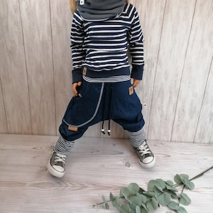 Pumphose Jeans Sarouel Kind Baby Bündchen gestreift Bild 1