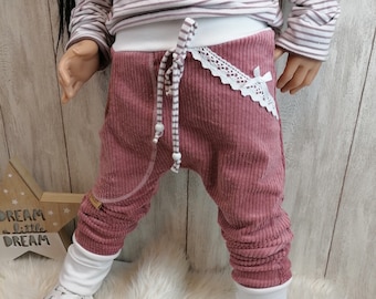 CORD pump pants child baby girl old pink lace