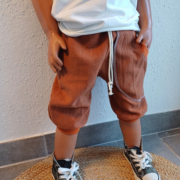 LEINEN Shorts Pumphose Kinder Kid Baby Pants kurze Hose