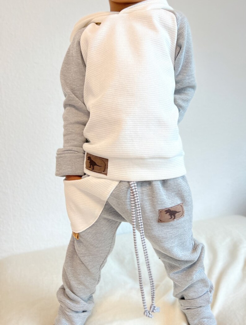 Dino HOODIE Sweater Pullover Shirt Waffelstrick Basic Kind Baby Kleidung 画像 4